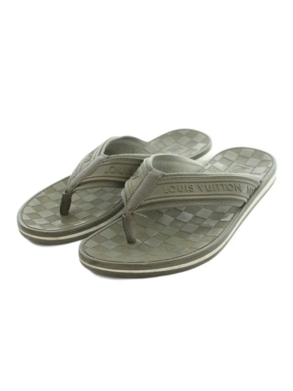 Louis Vuitton Beach Sandals Tong Damier Pattern 5 Khaki